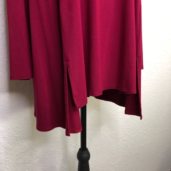 Eileen Fisher wine red long sleeve double slit hem tunic top size Medium - Picture 4 of 14